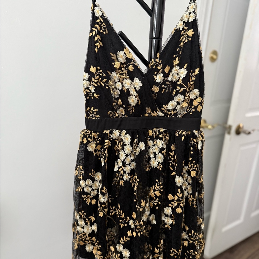 Floral Black and Gold Dress